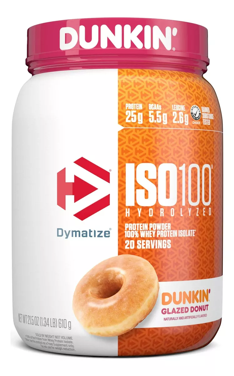 Iso 100 Dunkin' 1.34 Lb 20 Servicios Sabor Dunkin Glazed Donut