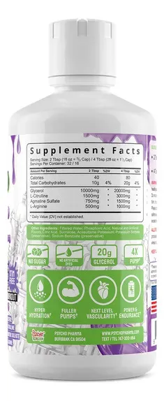 Psycho Pharma Syrup Pre Workout 946ml 32 Servicios Purple Drank - Imagen 2